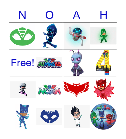 PJ Mask Birthday Bingo Card