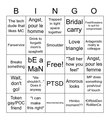 Bodyguard Bingo Card