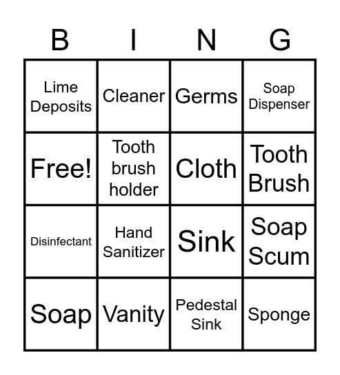 Cleaning the Bathroom Sink Bingo Card