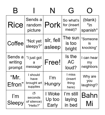 Quarmel Bingo Card