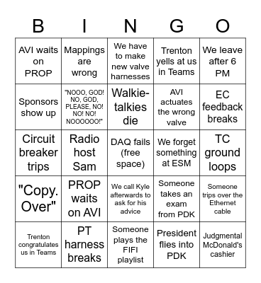 Hotfire Bingo Card