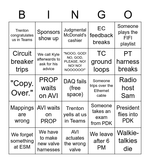 Hotfire Bingo Card