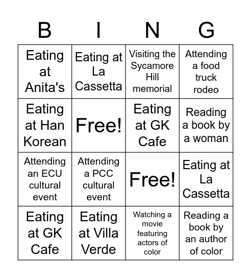 D&I Spring Bingo Card