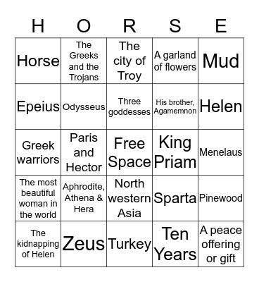 Trojan Horse Bingo! Bingo Card