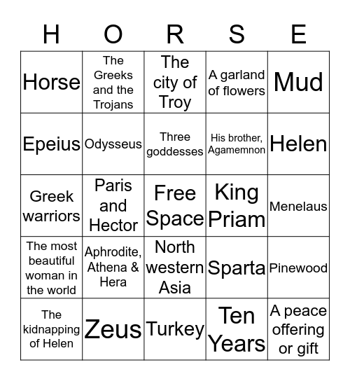 Trojan Horse Bingo! Bingo Card