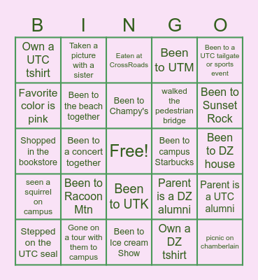 Mom's Day Bingo DZ Edition Bingo Card