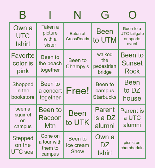 Mom's Day Bingo DZ Edition Bingo Card