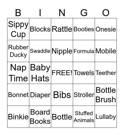 Baby Shower Bingo! Bingo Card
