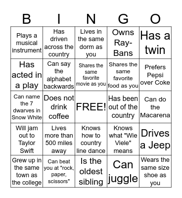 Find Someone Who... Bingo Card