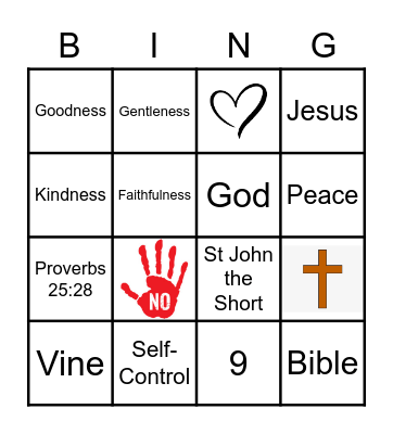 Fruits of the Spirit Bingo Card