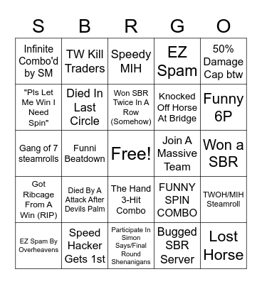 SBR BINGO Card