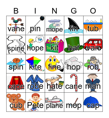 Magic "e" Bingo Card