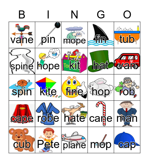 Magic "e" Bingo Card