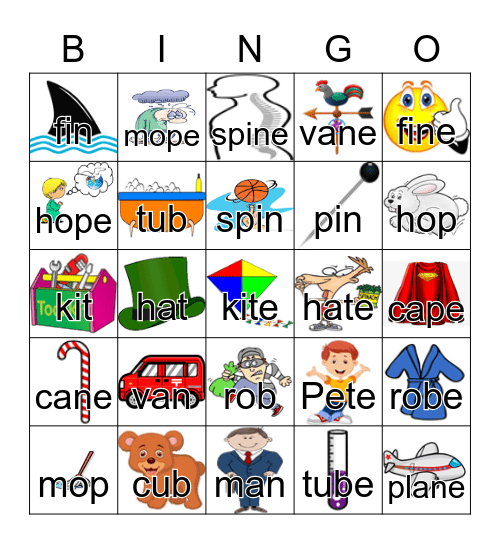 Magic "e" Bingo Card