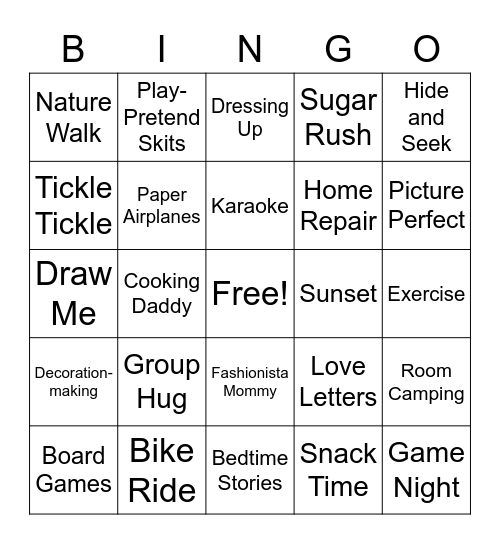 FAMILY BINGO! Bingo Card