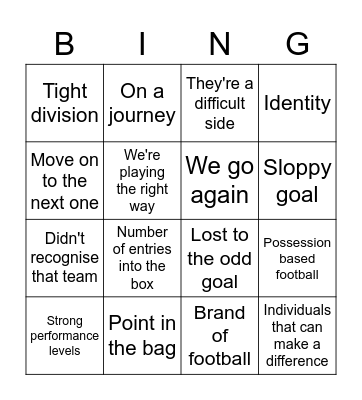 Tony Bingo Card