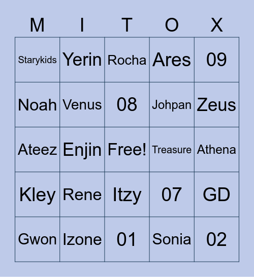 Mitox bingo Card
