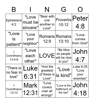 Jesus Loves Us Bingo Card