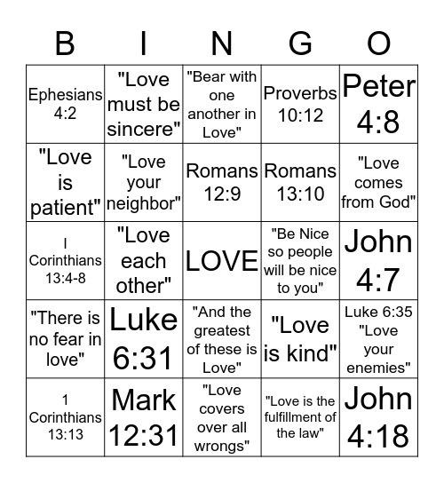 Jesus Loves Us Bingo Card