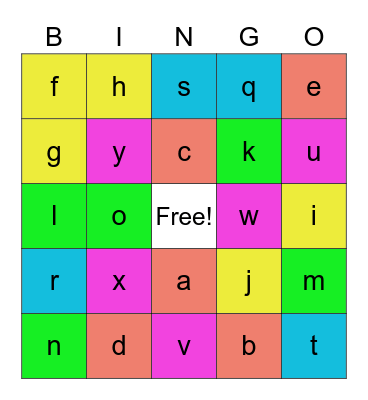 Alphabet Bingo Card