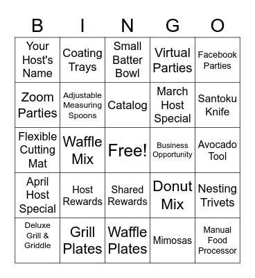 Pampered Chef Brunch Bingo Card
