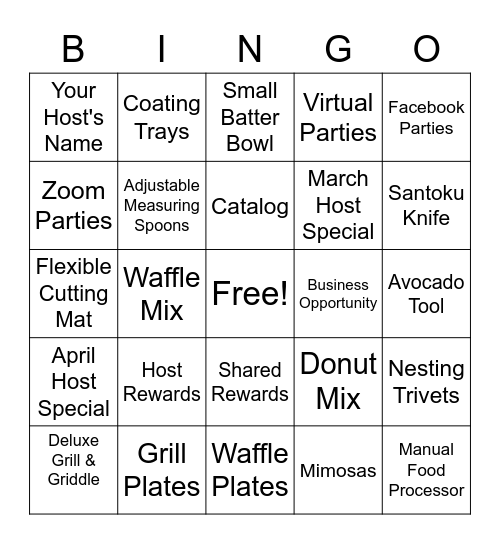 Pampered Chef Brunch Bingo Card