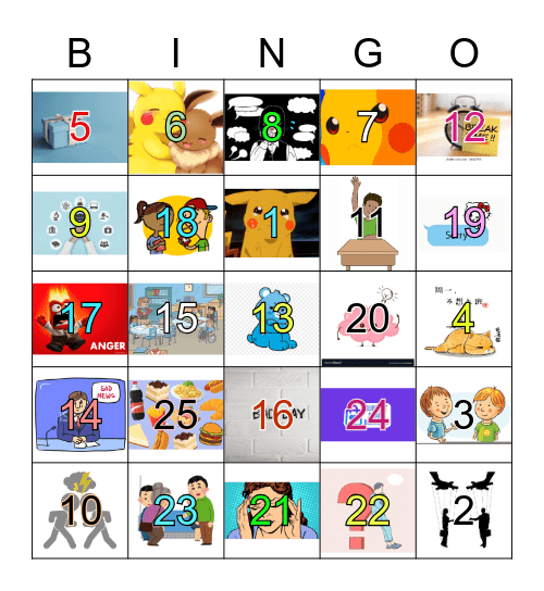 Emotional Bingo Card