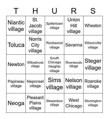 ILLINOIS CITIES PT 2 Bingo Card