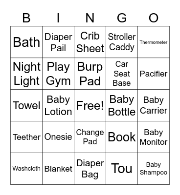 Baby Bingo Card