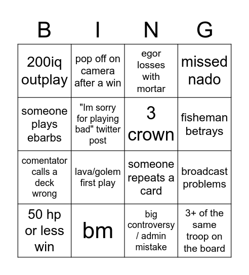 CRL Day 2 Bingo Card