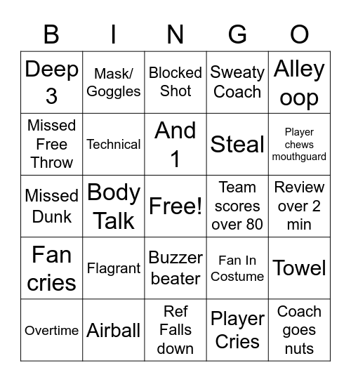 March Madness Bingo Card