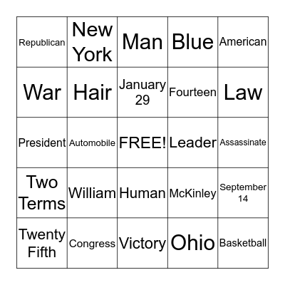 William McKinley Bingo Card