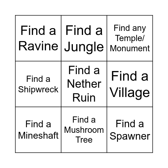 Exploring Bingo Card