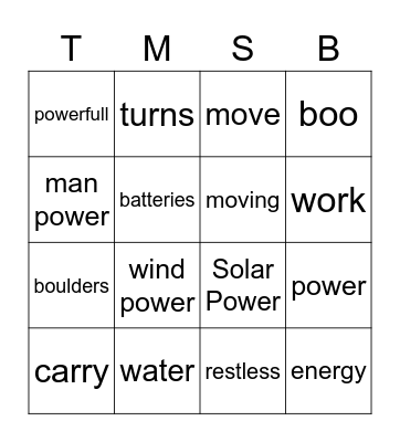 Get Energized Bingo Card