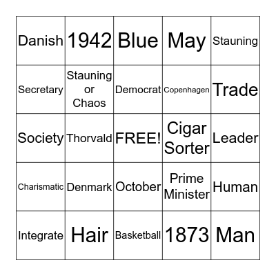 Thorvald Stauning Bingo Card
