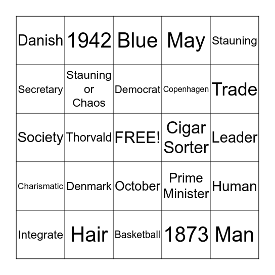 Thorvald Stauning Bingo Card