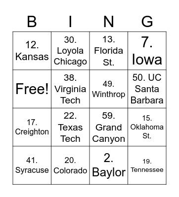 oops 2021 Bingo Card