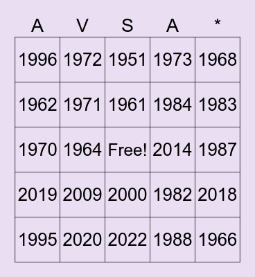 AVSA Cyber Bingo Card