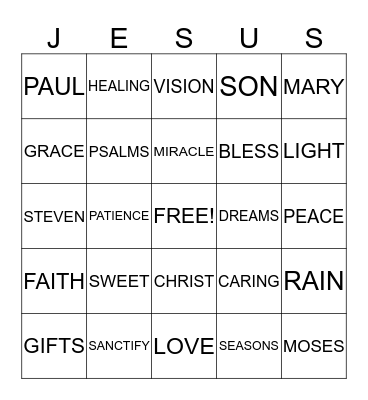 GOD IS LOVE Bingo Card