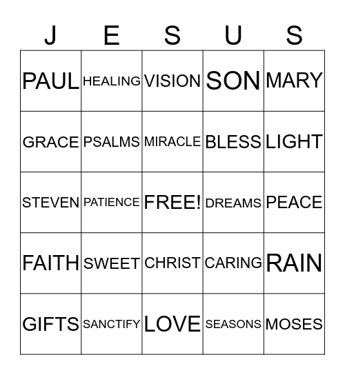 GOD IS LOVE Bingo Card