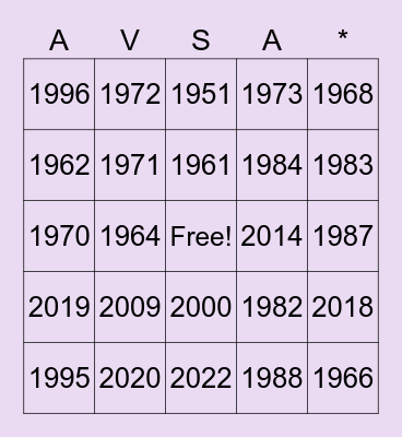 AVSA Cyber Bingo Card
