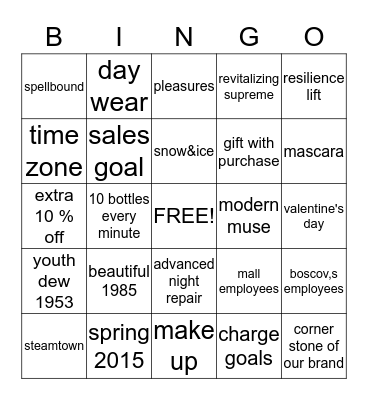 estee lauder @ boscov's Bingo Card