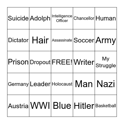 Adolf Hitler Bingo Card