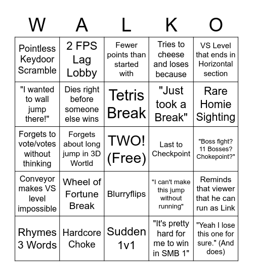 Walko Bingo Card