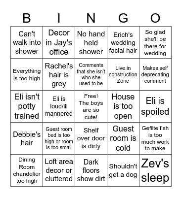 What Will She Say? Bingo Card