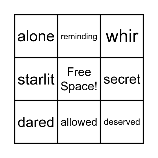 M7W3 Power Words Bingo Card