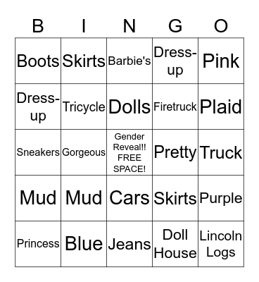Boy or Girl Bingo Card