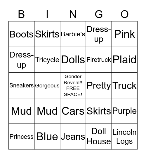 Boy or Girl Bingo Card