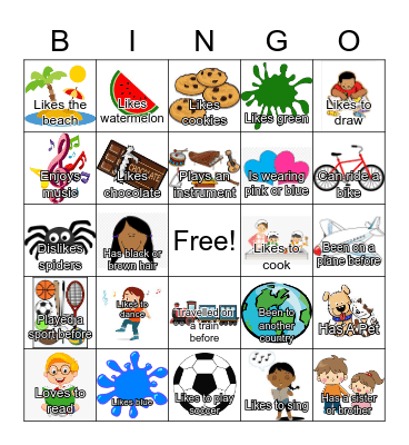 Getting To Know Me! Bingo Card