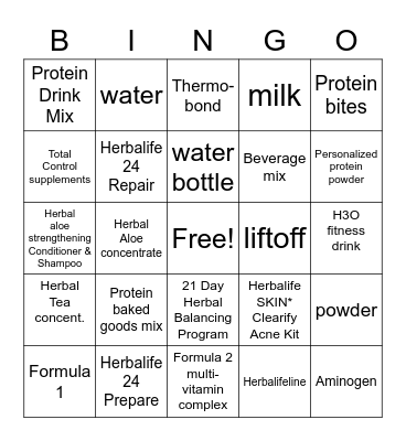 Herbalife Nutrition Bingo Card